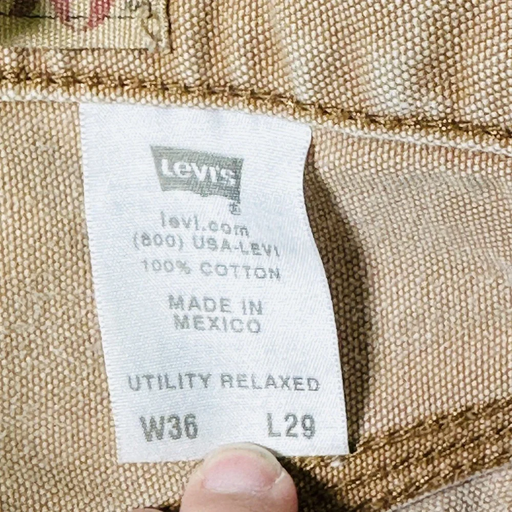 Levis 550 Double Knee Canvas Jeans Men 36x29 Brown Carpenter Relaxed Vintage Y2K